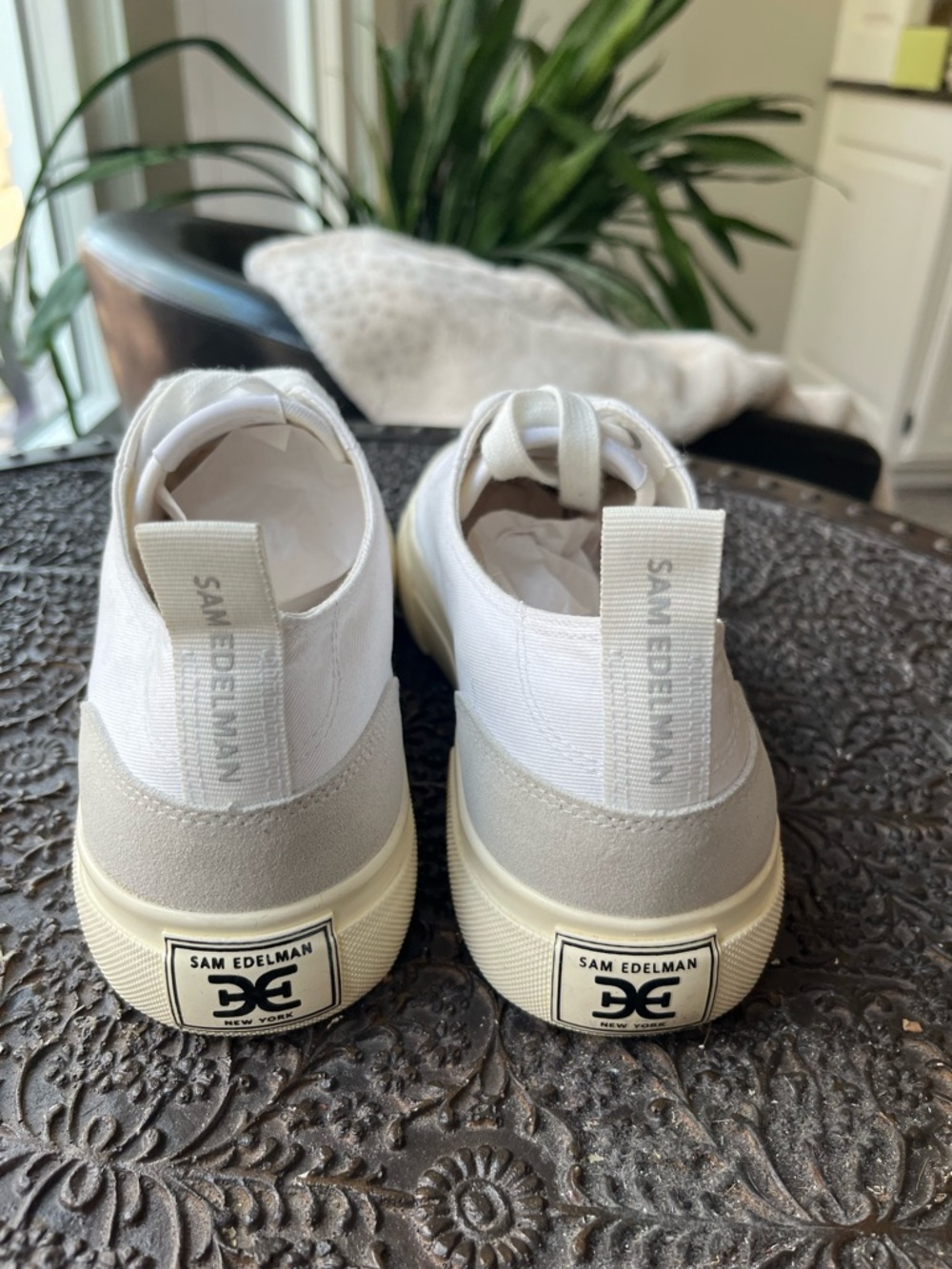 SAM EDELMAN SONIA PLATFORM WHITE CANVAS SNEAKERS 9 - Picture 10 of 12